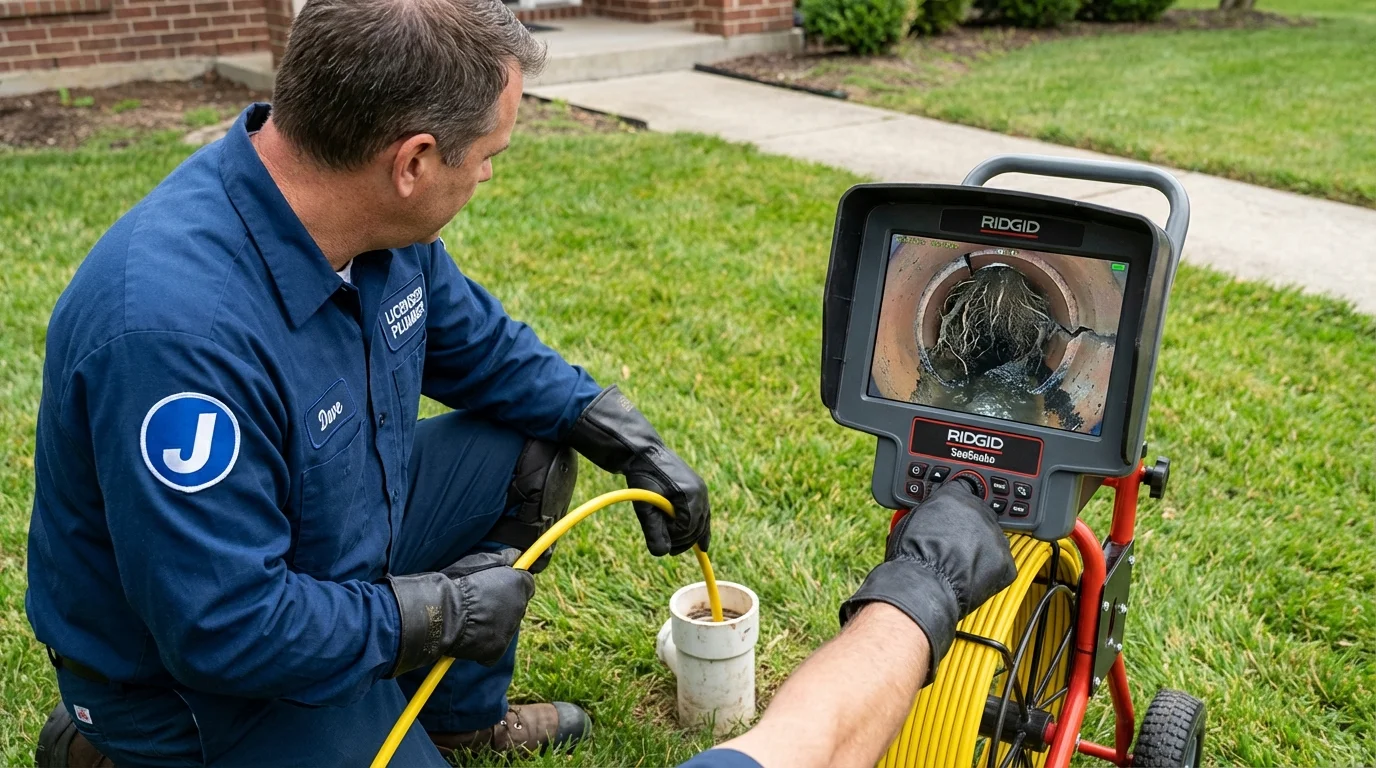 Sewer camera inspection being performed by Johns Plumbing LLC in Addis